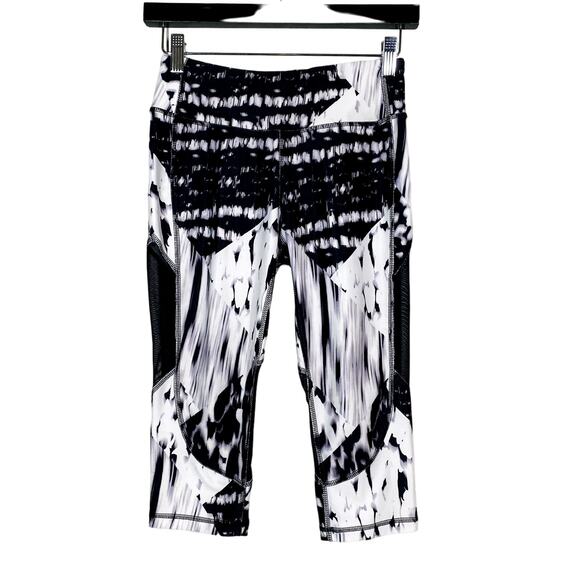 NEW! Mono B Tie Dye Stripe Legging Ankle Crop Athletic Mesh Panel - M - Picture 1 of 4